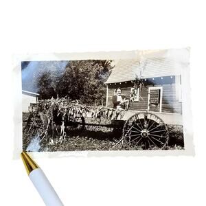Vtg Lady Posing Near Shed Original Monochrome Photography Found Farm Core